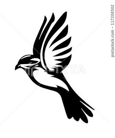 Flying Bird Black and White 117208502