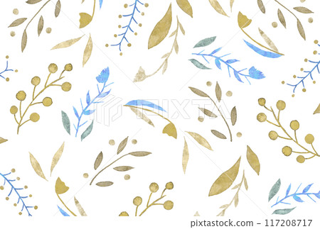 帶有柔和水彩觸感的隨機花朵圖案 117208717