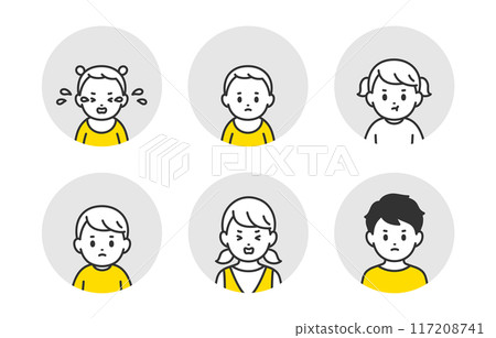Negative baby/child face icon set [People vector illustration material] 117208741