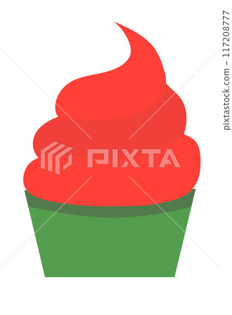 Ice cream sorbet in cup. Summer time sweet food. Vector flat illustration. 117208777