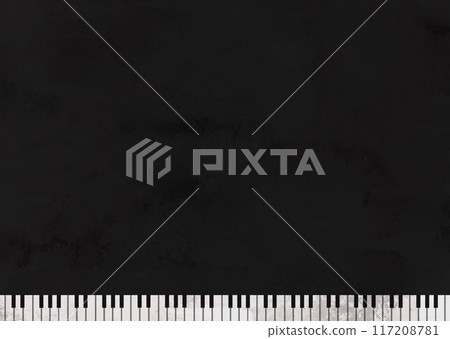 Black background material lined up in a row at the bottom of the piano keys Black background material lined up in a row at the bottom of the piano keys 117208781