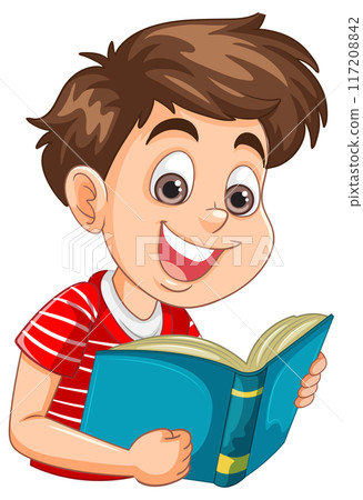 Happy Boy Reading a Book 117208842