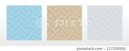 Set of abstract geometric patterns. Seamless vector backgrounds. Colored ornaments Graphic modern patterns Simple lattice graphic design Set of abstract geometric patterns. Seamless vector backgrounds. Colored ornaments Graphic modern patterns Simple lattice graphic design 117208992
