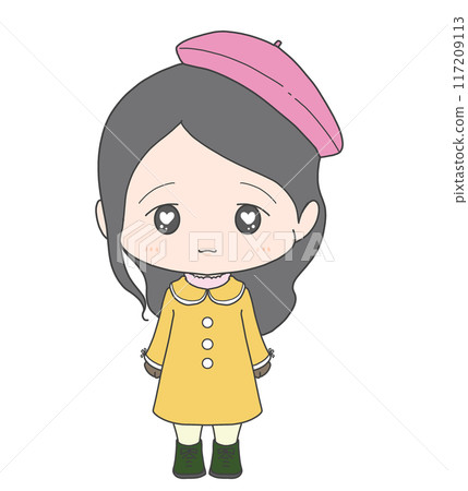 Illustration of a cute girl in winter clothes 117209113