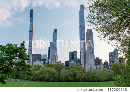 Manhattan skyscrapers and Central Park sunset 117209318