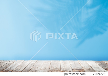 Template with empty table and wall with leaves shadow Template with empty table and wall with leaves shadow 117209728