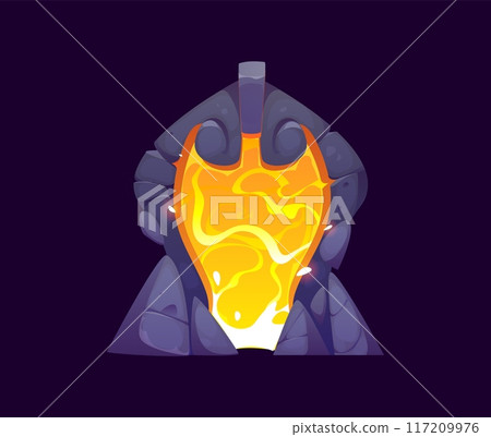 Fantasy game magic portal door, witchcraft game asset. Cartoon vector powerful magical doorway within a stone arch, glowing intensely with fiery orange and yellow. Gates for witchcraft adventure games Fantasy game magic portal door, witchcraft game asset. Cartoon vector powerful magical doorway within a stone arch, glowing intensely with fiery orange and yellow. Gates for witchcraft adventure games 117209976