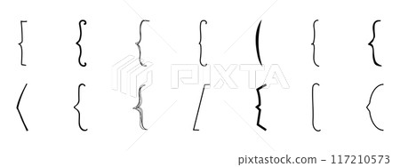 Brackets quote box frame sketch, brace border text parenthesis. Font punctuation, doodle decoration. Brackets quote box frame sketch, brace border text parenthesis. Font punctuation, doodle decoration. 117210573