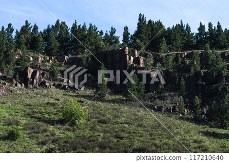 Rock formation in the Sayan mountains, Russia 117210640