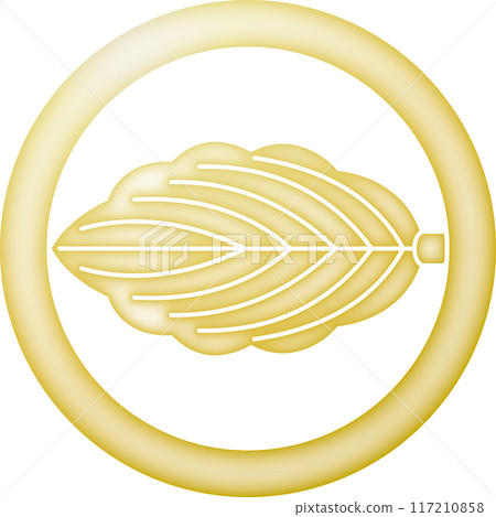 Family crest: A single horizontal oak leaf in a circle [gold] 117210858