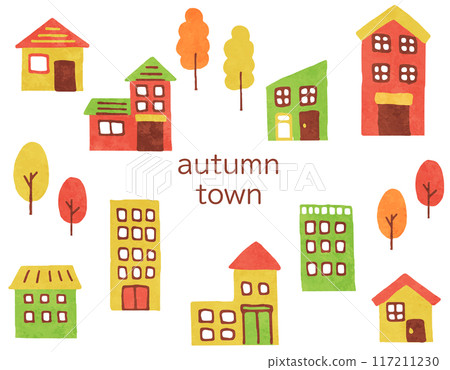 Colorful house icon illustration with autumn theme 117211230