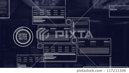 Image of screens with data processing over dark background 117211306