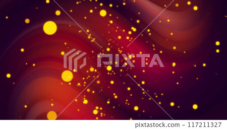 Image of yellow light spots over red shapes on black background 117211327