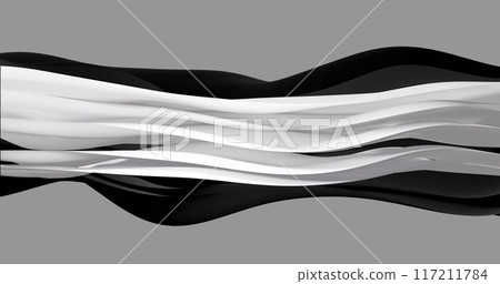 Image of white and black layers waving over grey background 117211784