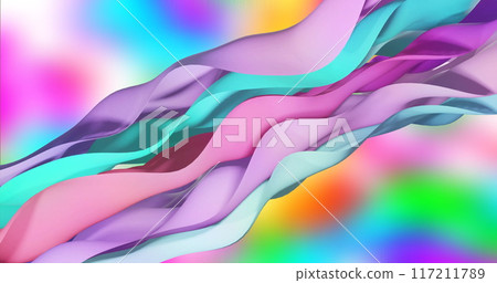 Image of multi coloured layers waving over vibrant background Image of multi coloured layers waving over vibrant background 117211789