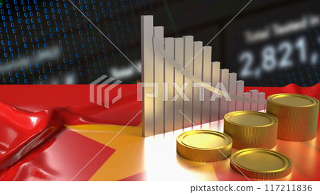 The Vietnam flag and Business chart image 3d rendering. 117211836