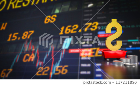 The Dollar on red trolley for Business concept 3d rendering. The Dollar on red trolley for Business concept 3d rendering. 117211850