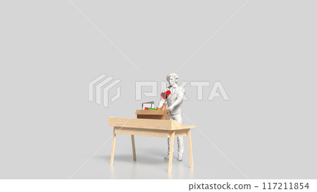 The man and equipment in paper Box for Layoff concept 3d rendering. The man and equipment in paper Box for Layoff concept 3d rendering. 117211854