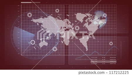 World map with data points and graphs, global financial analysis image World map with data points and graphs, global financial analysis image 117212225
