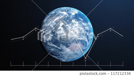 Image of digital data processing over globe on dark background 117212336