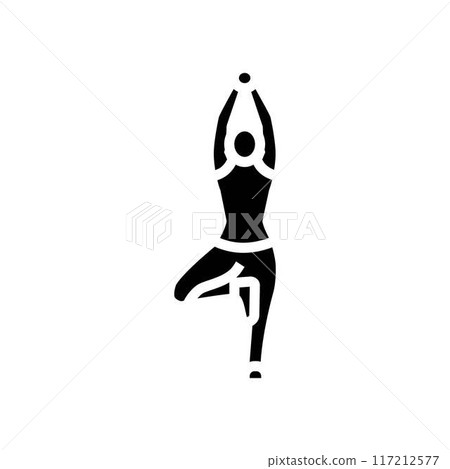 tree pose vrksasana yoga glyph icon vector illustration 117212577