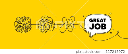 Great job tag. Simplify complex process with speech bubble. Recruitment agency sign. Hire employees symbol. Great job speech bubble message. Tangle chaos. Easy solution. Vector Great job tag. Simplify complex process with speech bubble. Recruitment agency sign. Hire employees symbol. Great job speech bubble message. Tangle chaos. Easy solution. Vector 117212972