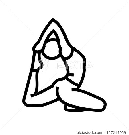 pigeon pose eka pada rajakapotasana yoga line icon vector illustration 117213039