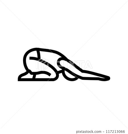 childs pose balasana yoga line icon vector illustration 117213066