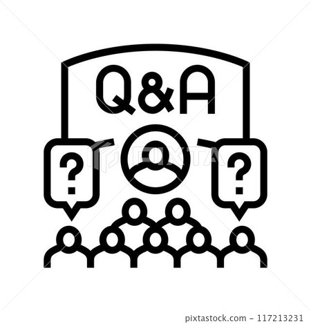 q&a session virtual conference line icon vector illustration q&a session virtual conference line icon vector illustration 117213231