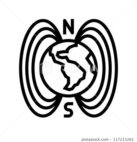 the origin of magnetic fields mystery line icon vector illustration 117213262