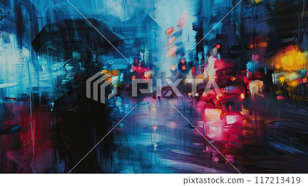 Rainy cityscape abstract painting_1 117213419