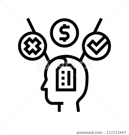 consumer decision making consumer behavior line icon vector illustration 117213447