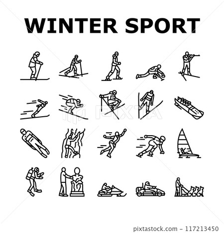 winter sport ski snow jump icons set vector 117213450