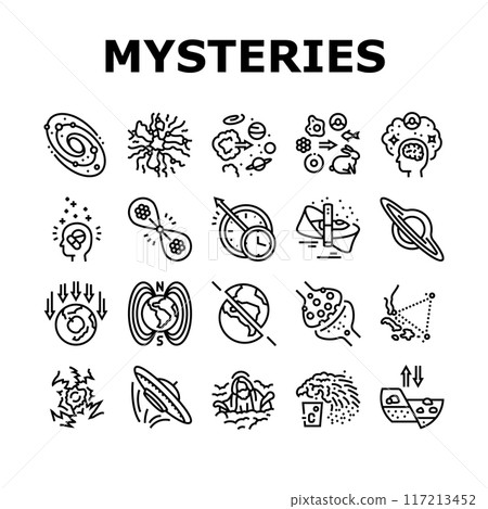 unsolved mysteries question icons set vector 117213452