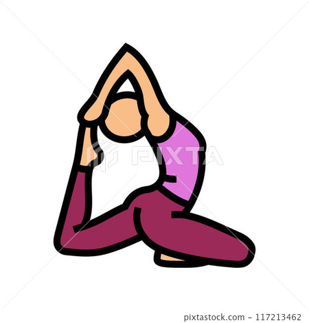 pigeon pose eka pada rajakapotasana yoga color icon vector illustration 117213462