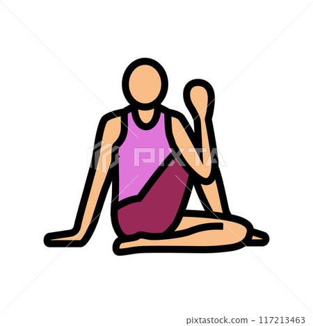 half lord of the fishes pose ardha matsyendrasana color icon vector illustration 117213463