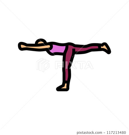 warrior iii virabhadrasana iii yoga color icon vector illustration 117213480