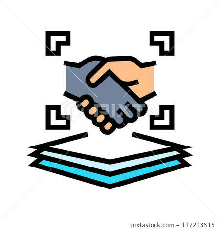 handshake virtual conference color icon vector illustration 117213515