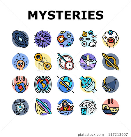 unsolved mysteries question icons set vector 117213907