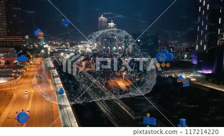 Cloud computing concept. Communication network. High quality photo Cloud computing concept. Communication network. High quality photo 117214220