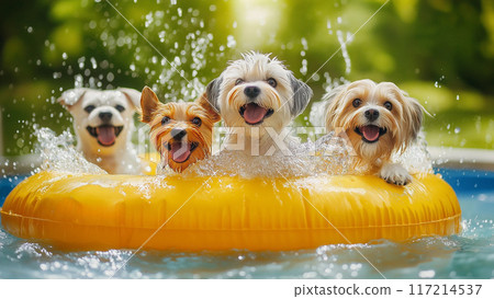 dog in swimming pool 117214537