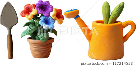 gardening tools in pot 117214538