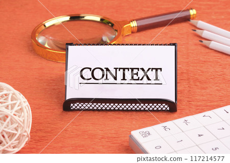 Conceptual context symbol. Copy space. Context word written on a white card on a black stand 117214577