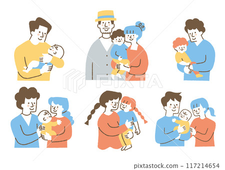 Set of father and mother holding a child_color 117214654