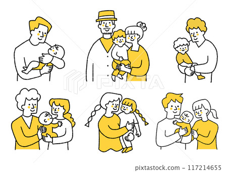 A set of father and mother holding a child A set of father and mother holding a child 117214655