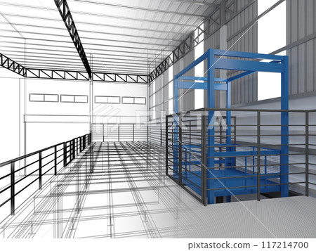3d rendering of interior warehouse-插圖素材 [117214700] - PIXTA圖庫