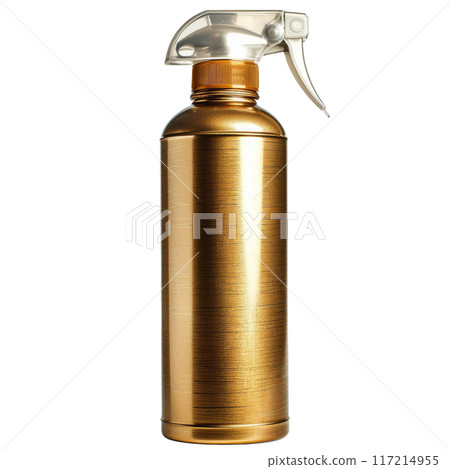 Isolated Metallic Hair Spray Bottle with Transparent Spray Nozzle. 117214955