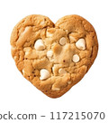 Isolated Heart-Shaped White Chocolate Macadamia Nut Cookie. 117215070