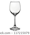 Isolated Transparent Wine Glass on a Clear Stem and Base. 117215079