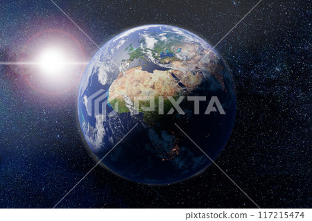 image of the earth seen from space. 3d render. image of the earth seen from space. 3d render. 117215474